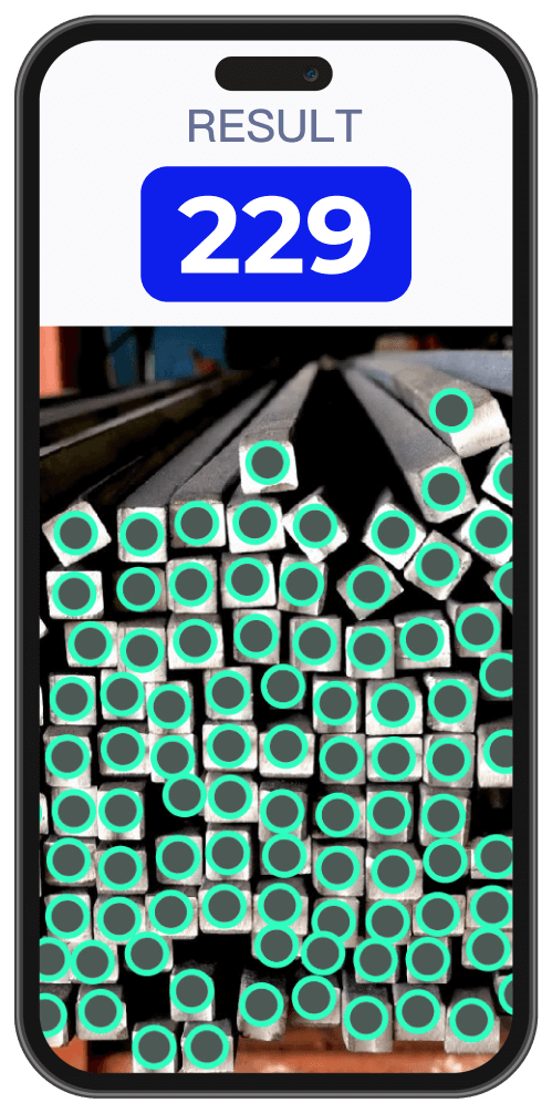 工业从业者的高效计数之选。CountAnything 能够轻松统计大量堆叠的各类工业材料，如木材、原木、方材、金属管、铜管、钢条及其他密集型材料。